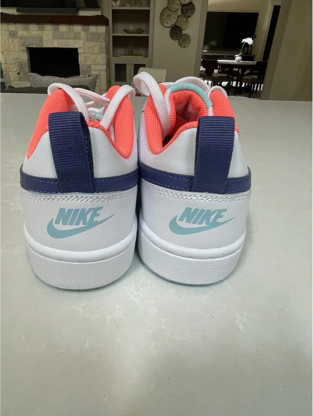 Nike Court Borough Low 2 Sneakers - White/Black/Orange - Size 6